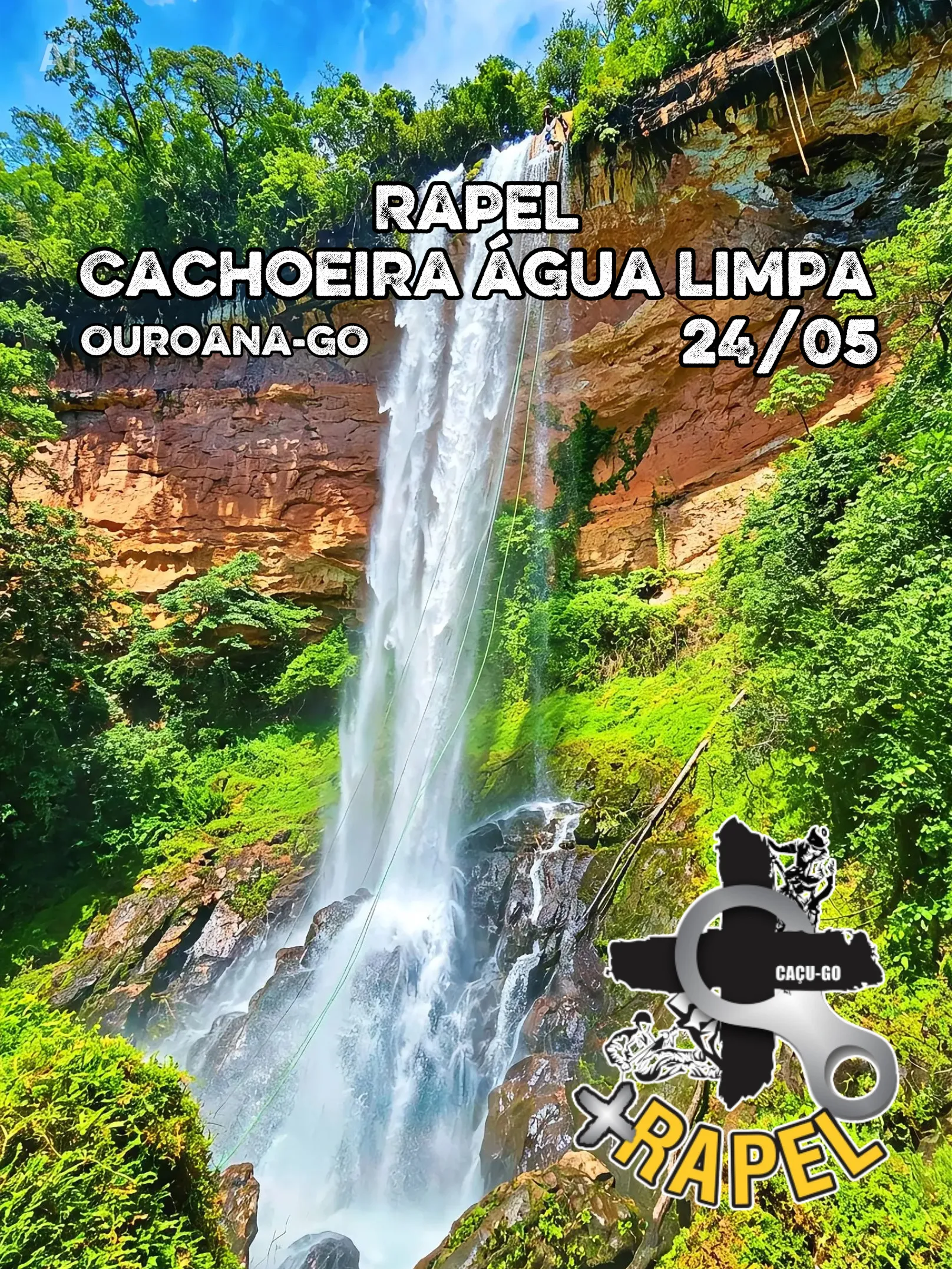 Imagem principal da notícia Aventura e contato com a natureza marcaram atividade de rapel na Cachoeira Água Limpa
