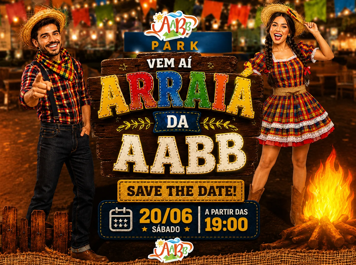 Imagem principal da notícia Arraiá AABB 2026 reúne associados e famílias em noite de tradição e alegria