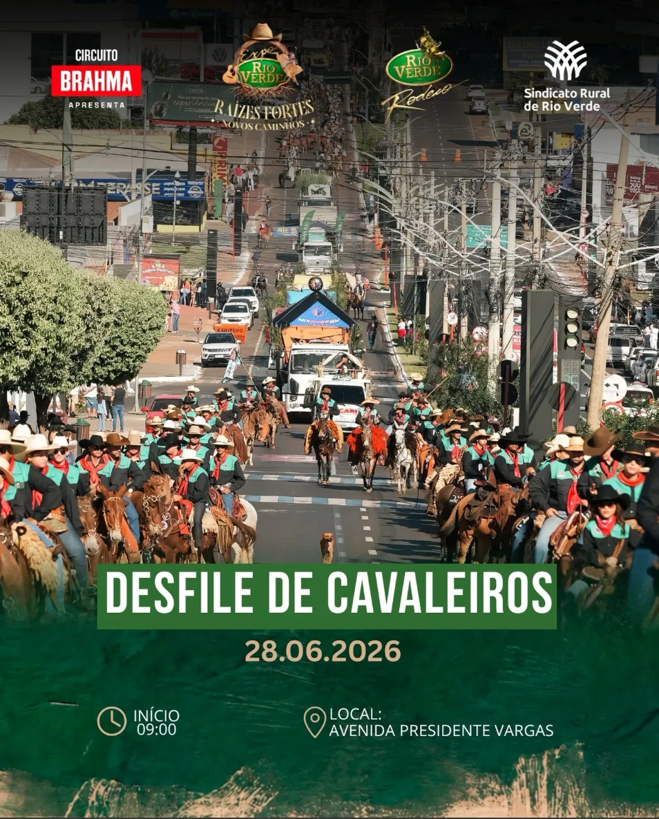 Imagem principal da notícia Desfile de Cavaleiros 2026 celebra tradição sertaneja e reúne milhares de participantes em Rio Verde